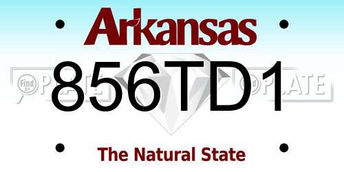 856TD1 Arkansas License Plate