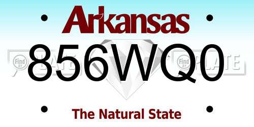 856WQ0 Arkansas License Plate