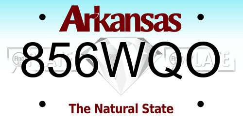 856WQO Arkansas License Plate