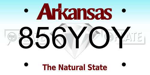 856YOY Arkansas License Plate