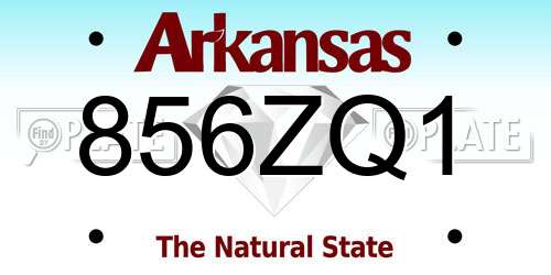 856ZQ1 Arkansas License Plate