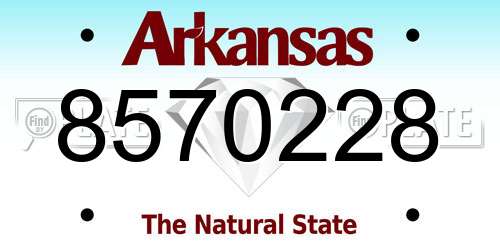 8570228 Arkansas License Plate