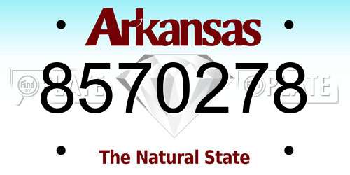 8570278 Arkansas License Plate