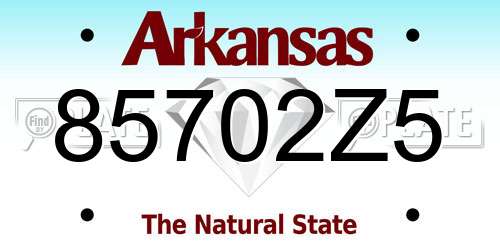 85702Z5 Arkansas License Plate