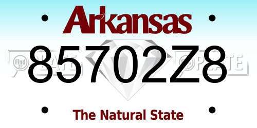 85702Z8 Arkansas License Plate