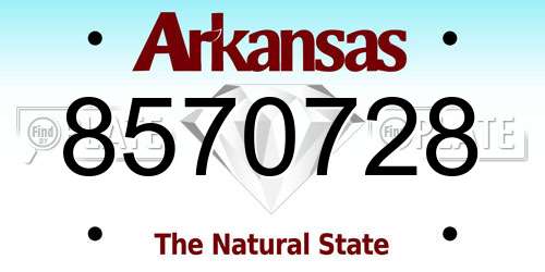 8570728 Arkansas License Plate