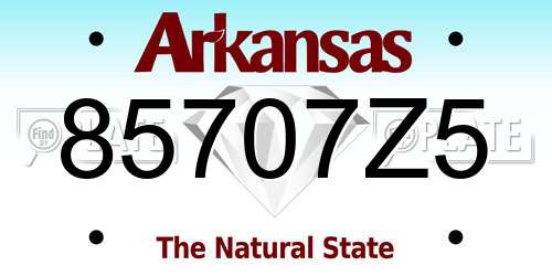 85707Z5 Arkansas License Plate