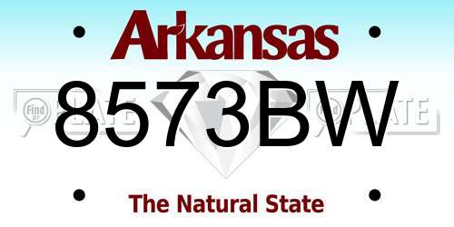 8573BW Arkansas License Plate