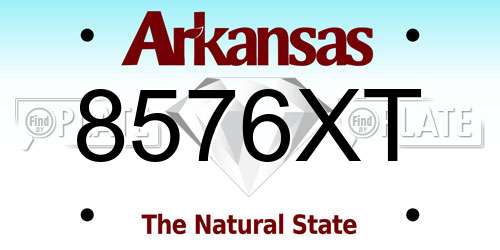 8576XT Arkansas License Plate