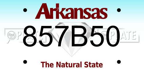 857B50 Arkansas License Plate
