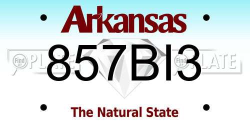 857BI3 Arkansas License Plate