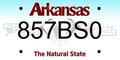 857BS0 Arkansas License Plate