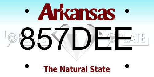 857DEE Arkansas License Plate
