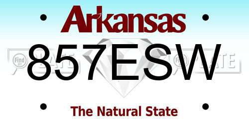 857ESW Arkansas License Plate