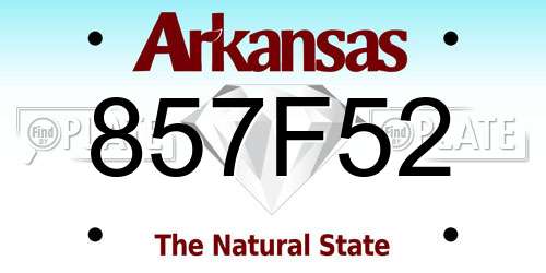 857F52 Arkansas License Plate