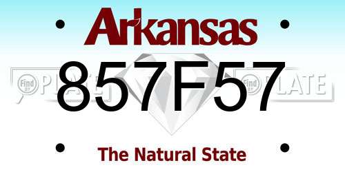 857F57 Arkansas License Plate