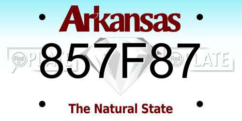 857F87 Arkansas License Plate