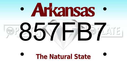 857FB7 Arkansas License Plate
