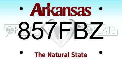 857FBZ Arkansas License Plate