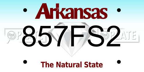 857FS2 Arkansas License Plate