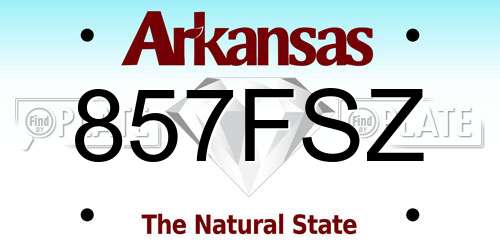 857FSZ Arkansas License Plate