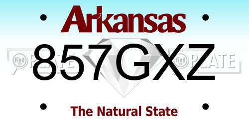 857GXZ Arkansas License Plate
