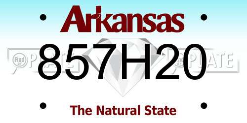 857H20 Arkansas License Plate