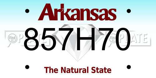 857H70 Arkansas License Plate