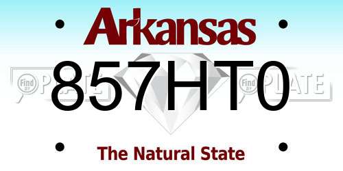 857HT0 Arkansas License Plate