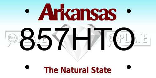 857HTO Arkansas License Plate