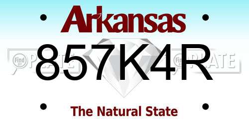 857K4R Arkansas License Plate