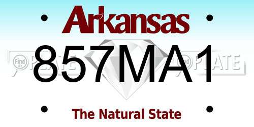 857MA1 Arkansas License Plate
