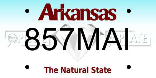 857MAI Arkansas License Plate
