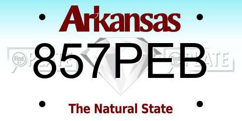 857PEB Arkansas License Plate