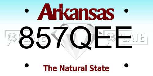 857QEE Arkansas License Plate
