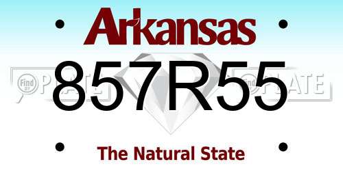 857R55 Arkansas License Plate
