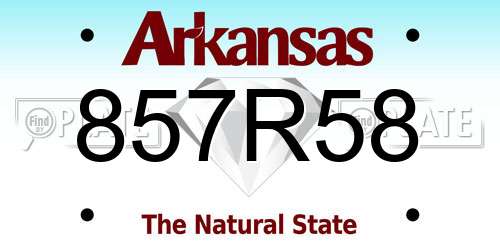 857R58 Arkansas License Plate