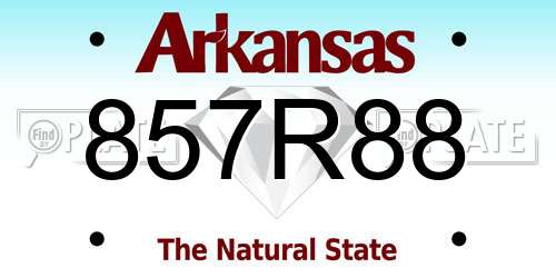 857R88 Arkansas License Plate