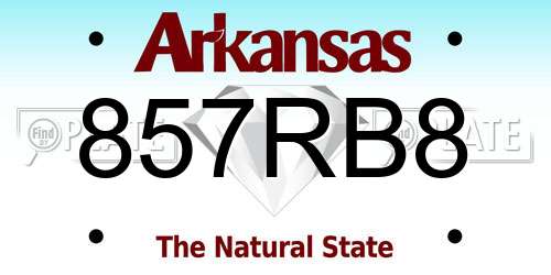 857RB8 Arkansas License Plate