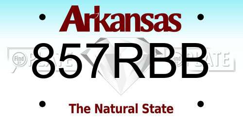857RBB Arkansas License Plate