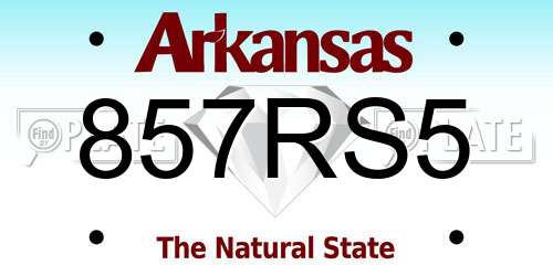 857RS5 Arkansas License Plate