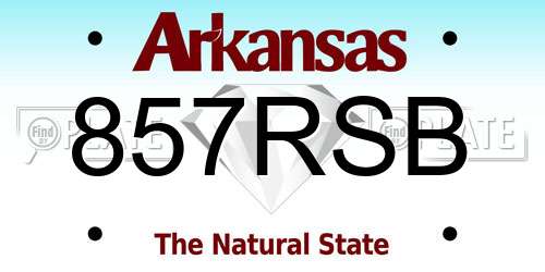 857RSB Arkansas License Plate