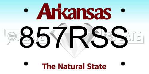 857RSS Arkansas License Plate