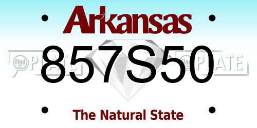 857S50 Arkansas License Plate