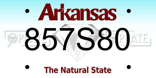 857S80 Arkansas License Plate
