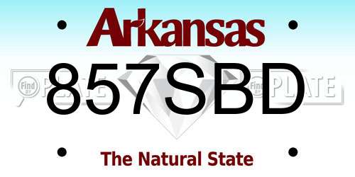 857SBD Arkansas License Plate