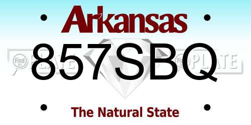 857SBQ Arkansas License Plate