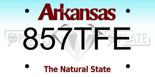 857TFE Arkansas License Plate