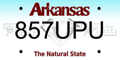 857UPU Arkansas License Plate