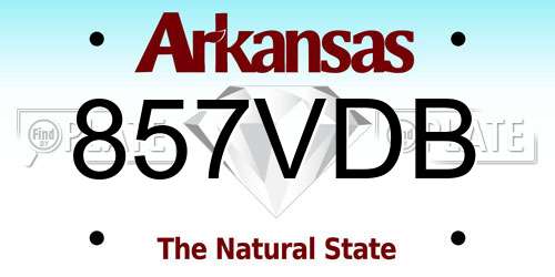 857VDB Arkansas License Plate
